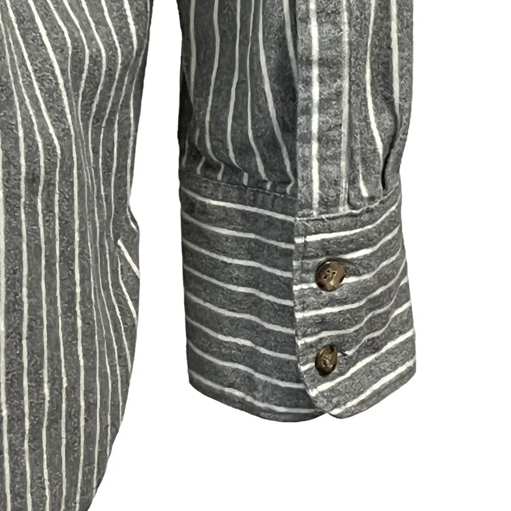 Madewell Grey & White Westward Striped Flannel Shirt Size Small